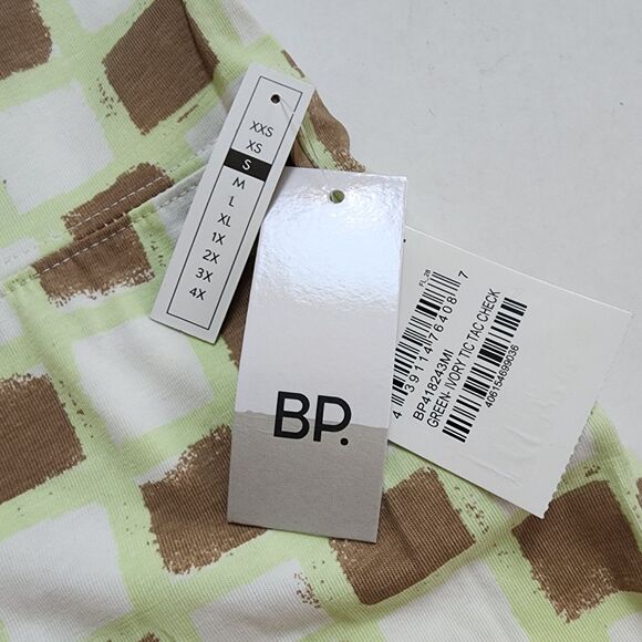 BP High Rise Green Ivory Tic Tac Check Bike Shorts Size S NWT - Picture 4 of 6
